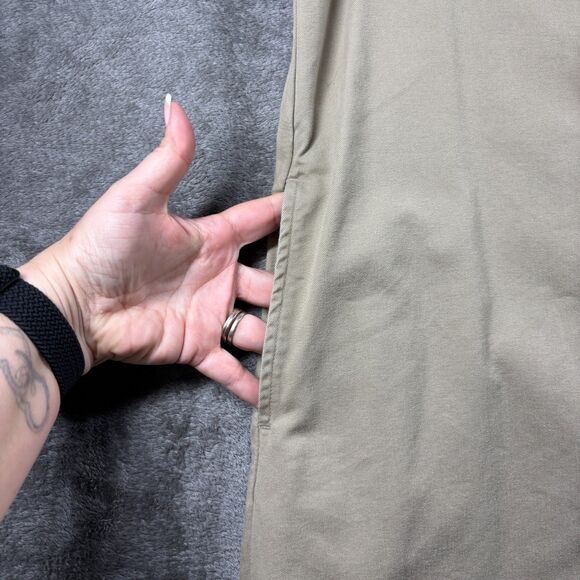 LL Bean Camp Dress Pockets Maxi Khaki Lagenlook Gorpcore Minimalist Size 14 E155 - Picture 2 of 9
